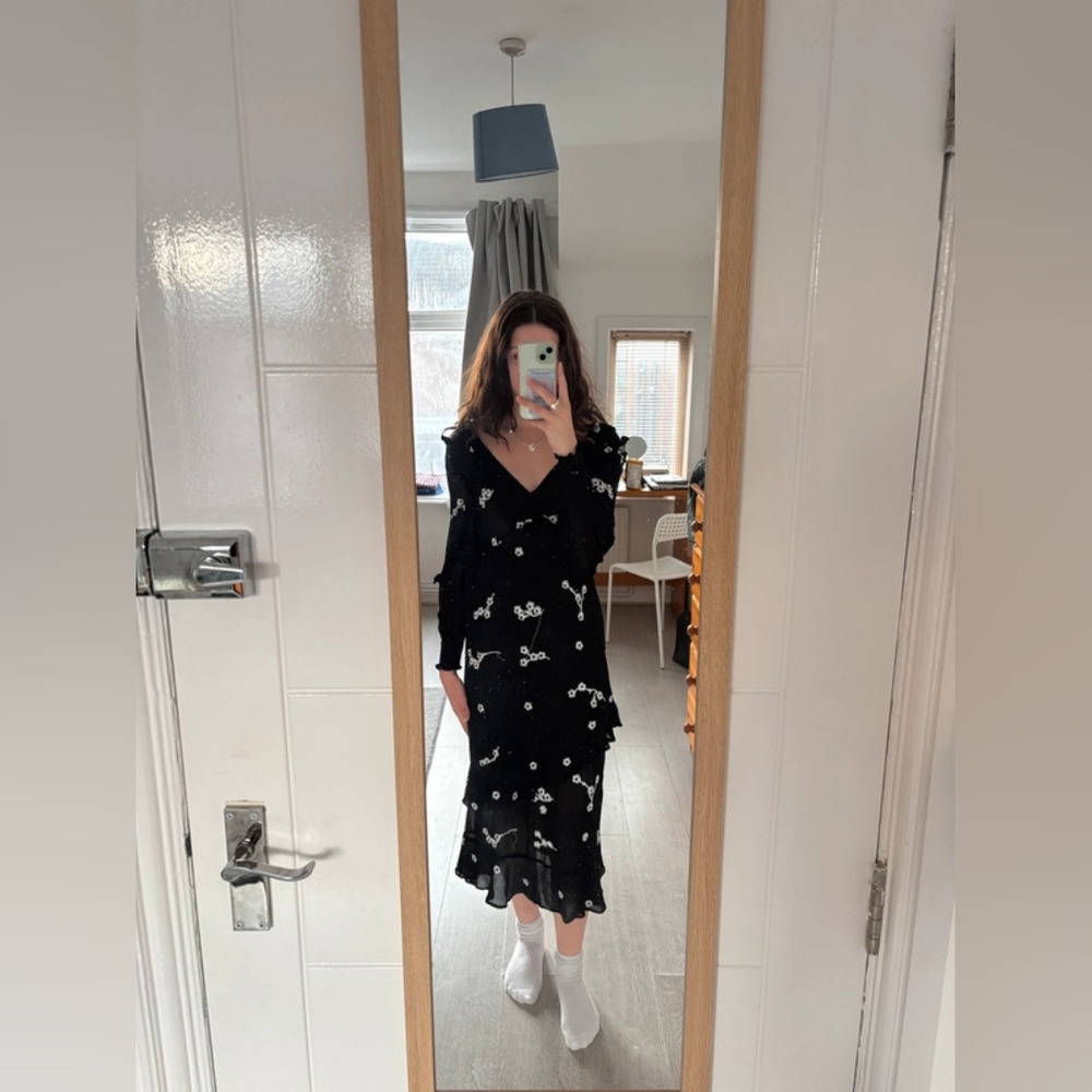 Black Floral Long Sleeve Dress